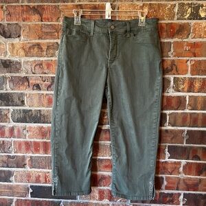 NYDJ Lift & Tuck Women’s Green Crop Denim Jeans Size:8 with Sequins